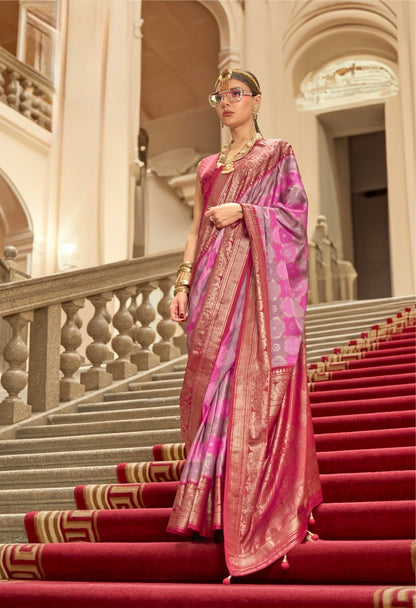 Pink Color Satin Silk Readymade/Easy Saree
