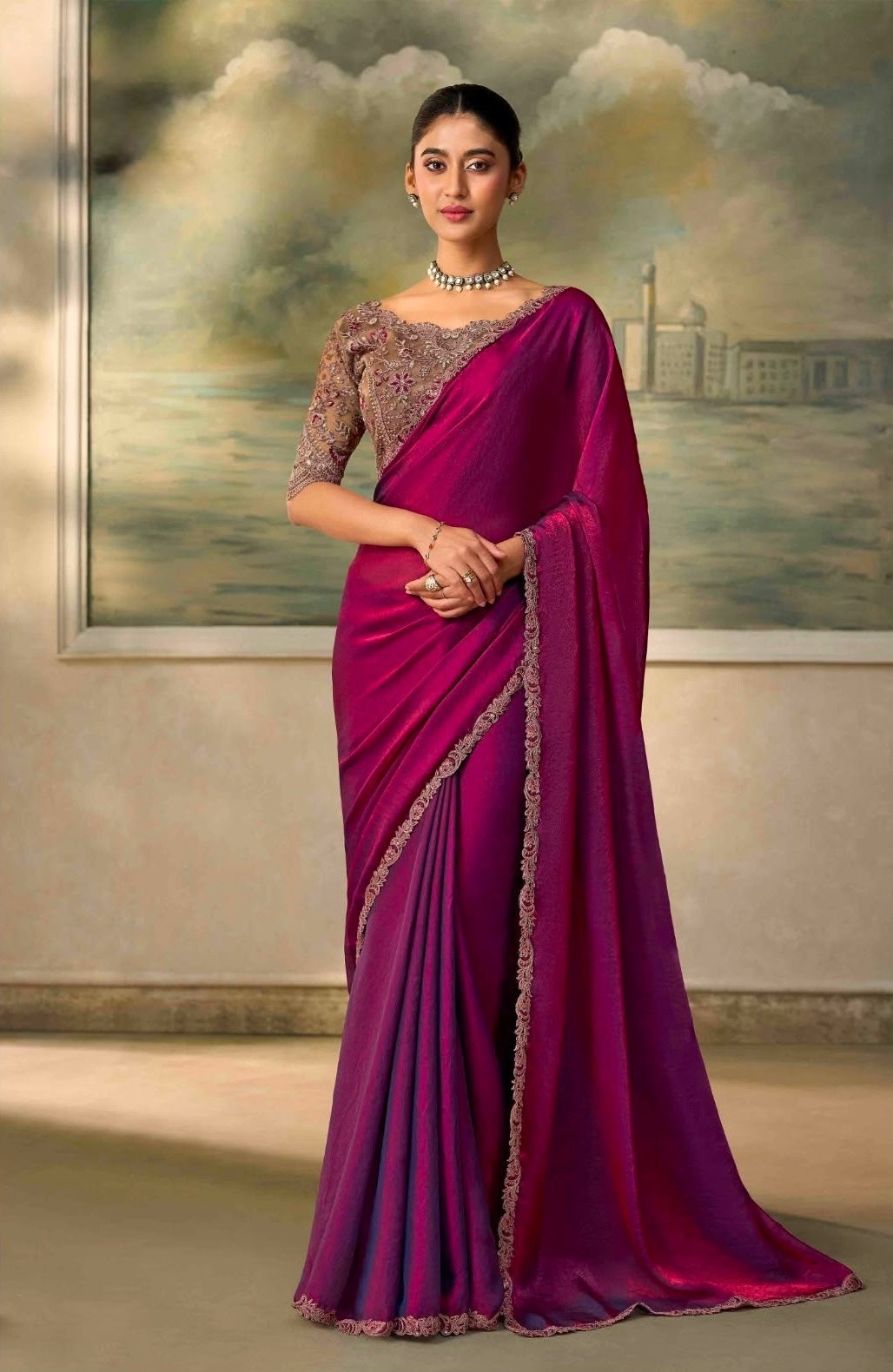 Wine Cocktail Ready To Wear/Easy Saree by Stylebypanaash 