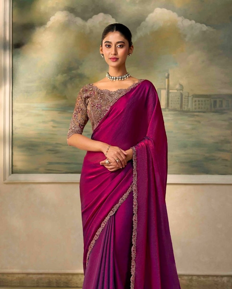 Wine Cocktail Ready To Wear/Easy Saree by Stylebypanaash 