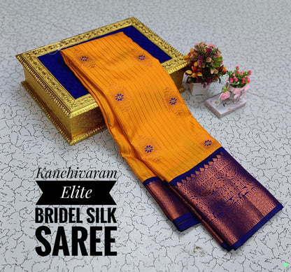 Yellow Kanjivaram Silk Readymade/Easy Saree