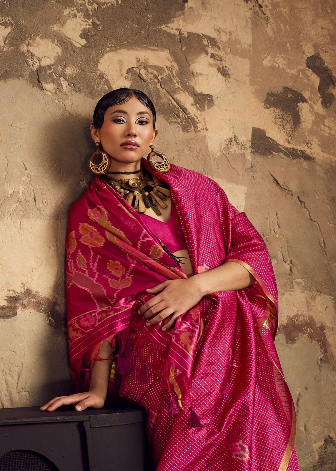 Magenta Silk Ready To Wear/Easy Saree - Panaash Saree