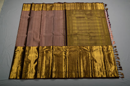 Dusty Mauve Handmade Kanchipuram Pure Silk Custom Sized Ready To Wear Saree - Panaash Saree