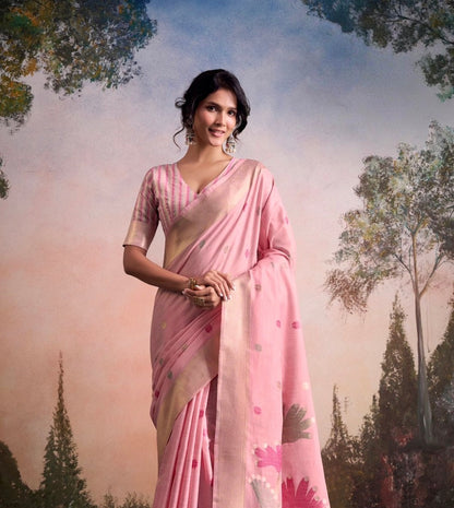 Pink Linen Office Wear Ready To Wear/Easy Saree - Panaash Saree