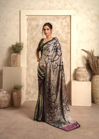 Multicolor Readymade/Easy Crepe Silk Saree