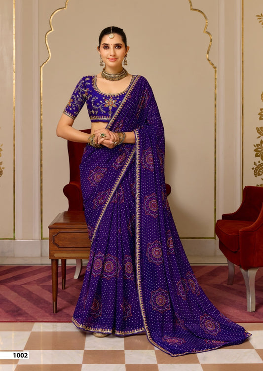 Purple Georgette Normal Drape Saree - Panaash Saree