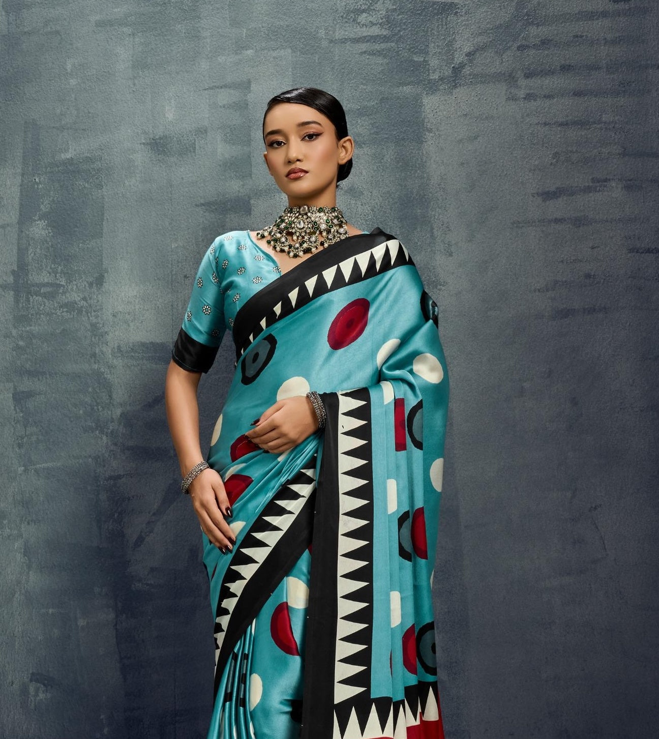 Turquoise Blue Crepe Silk Normal Drape Saree - Panaash Saree
