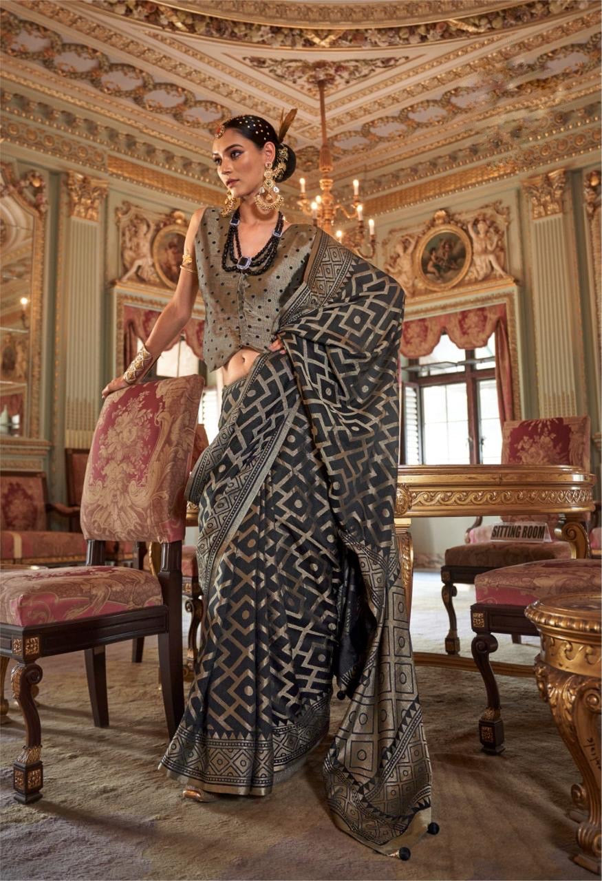 Black Georgette Ready To Wear/Easy Saree by Stylebypanaash