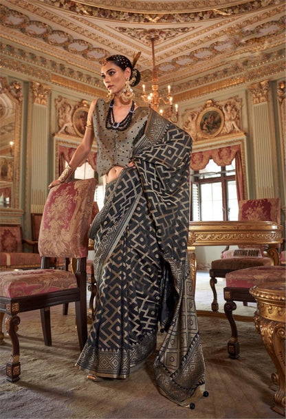 Black Georgette Ready To Wear/Easy Saree by Stylebypanaash