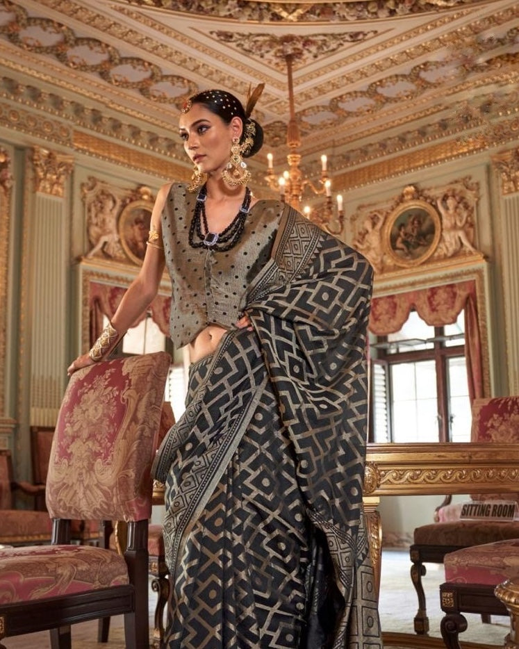 Black Georgette Ready To Wear/Easy Saree by Stylebypanaash