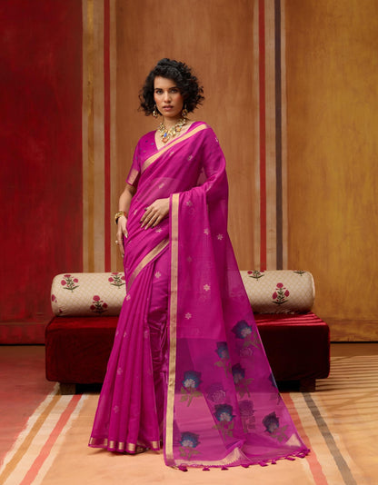 Pink Cotton Readymade/Easy Saree