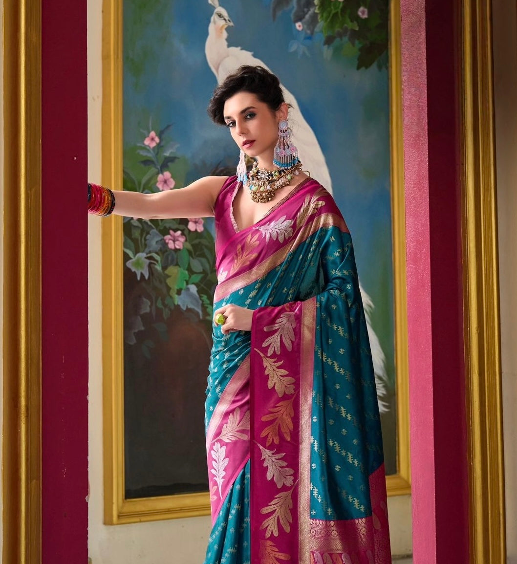 Teal Green Readymade/Easy Kanjivaram Saree