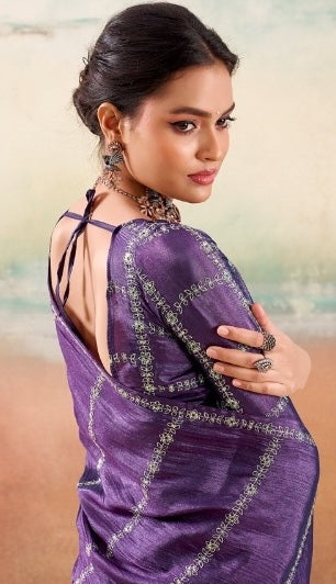 Purple Georgette Readymade/Easy Saree - Panaash Saree