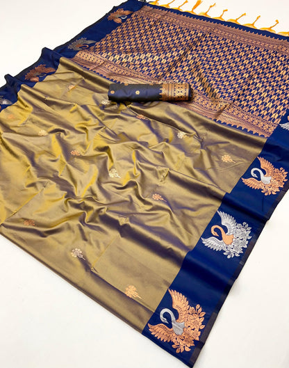 Taupe Brown Readymade/Easy Kanjivaram Saree - Panaash Saree