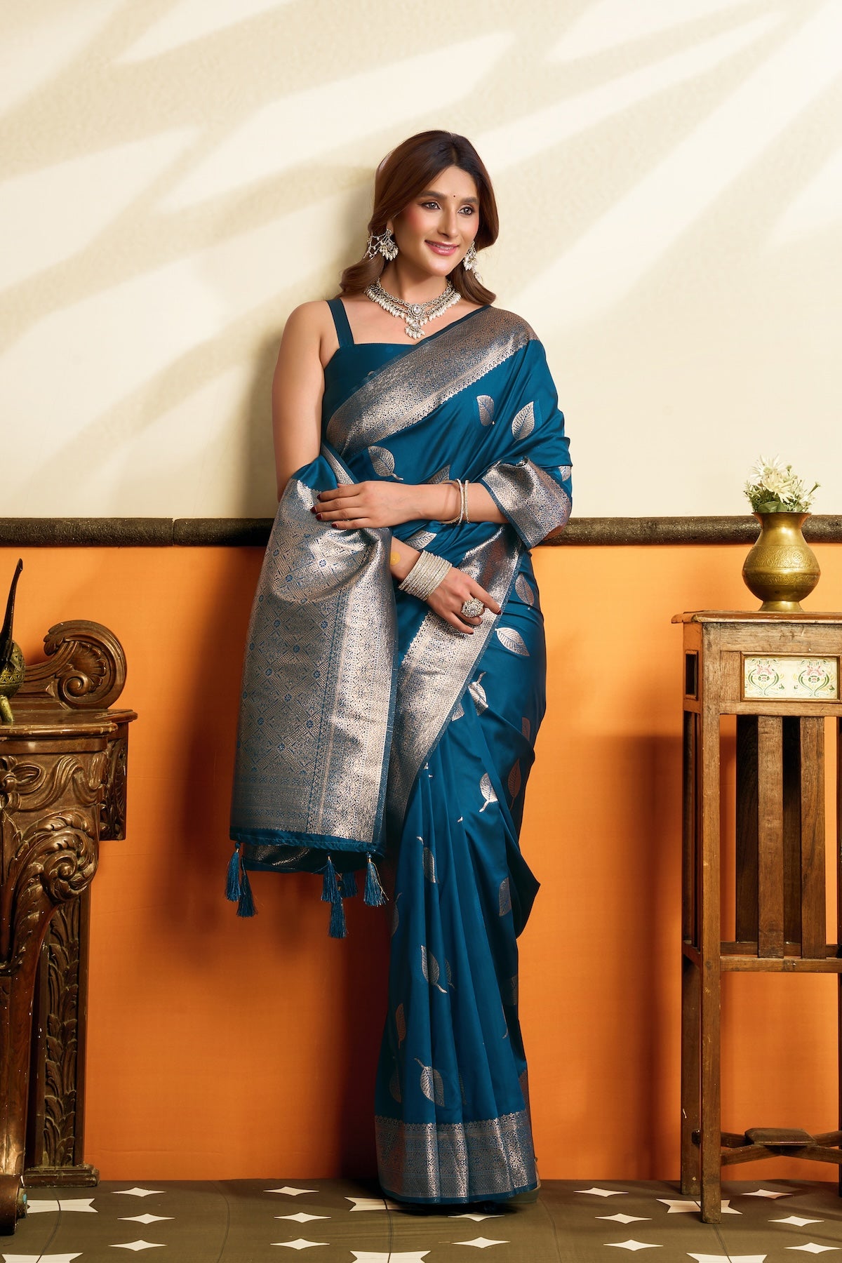 Blue Kanjivaram Silk Ready To Wear/Easy Saree