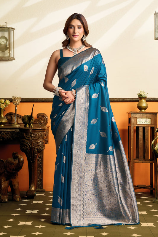 Blue Kanjivaram Silk Ready To Wear/Easy Saree