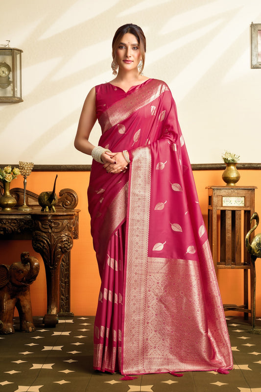 Pink Kanjivaram Silk Ready To Wear/Easy Saree