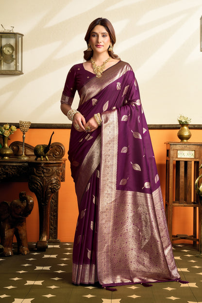 Magenta Kanjivaram Silk Ready To Wear/Easy Saree