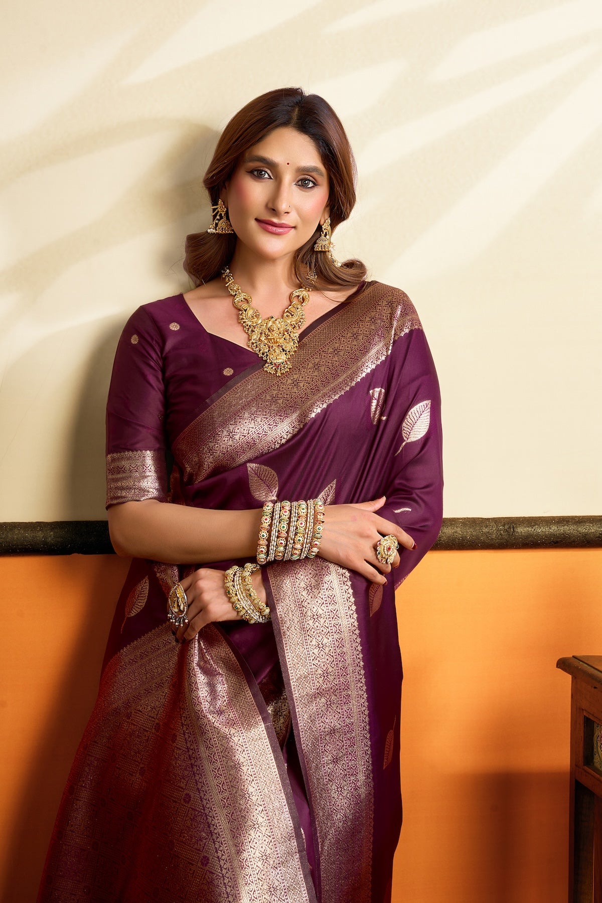 Magenta Kanjivaram Silk Ready To Wear/Easy Saree