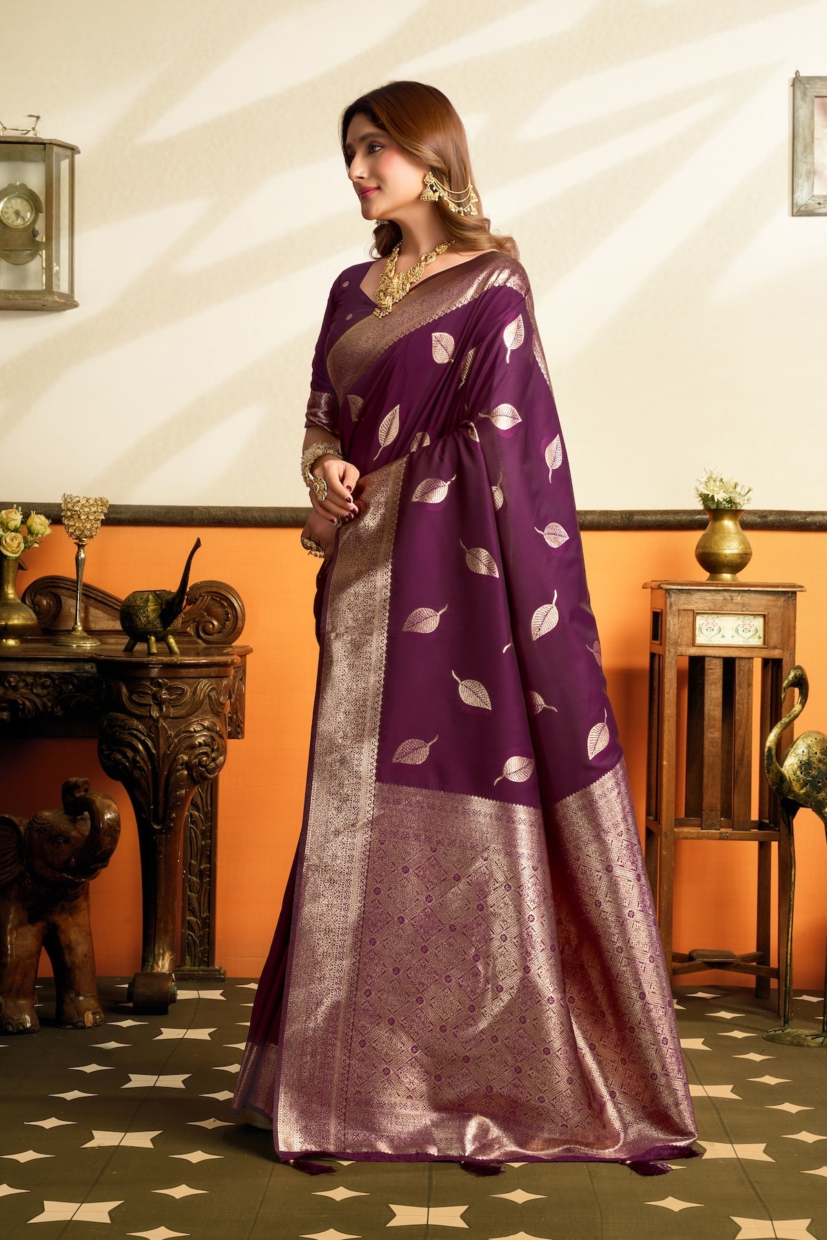 Magenta Kanjivaram Silk Ready To Wear/Easy Saree
