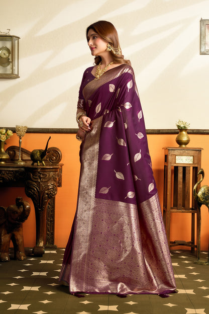 Magenta Kanjivaram Silk Ready To Wear/Easy Saree