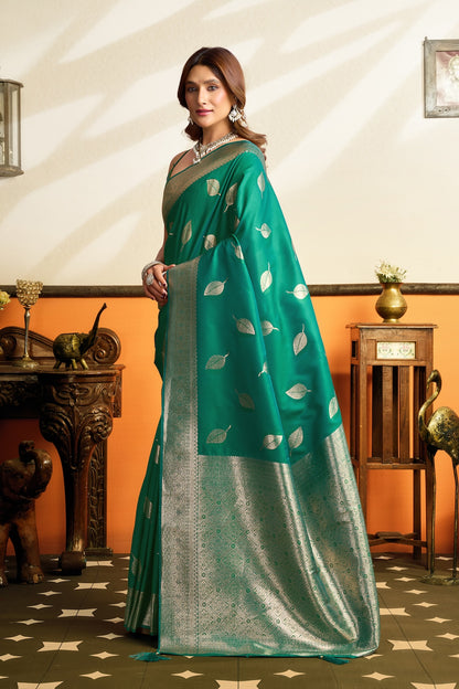 Sea Green Kanjivaram Silk Ready To Wear/Easy Saree