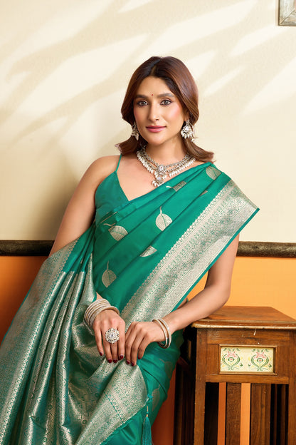 Sea Green Kanjivaram Silk Ready To Wear/Easy Saree