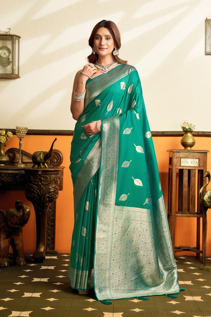 Sea Green Kanjivaram Silk Ready To Wear/Easy Saree