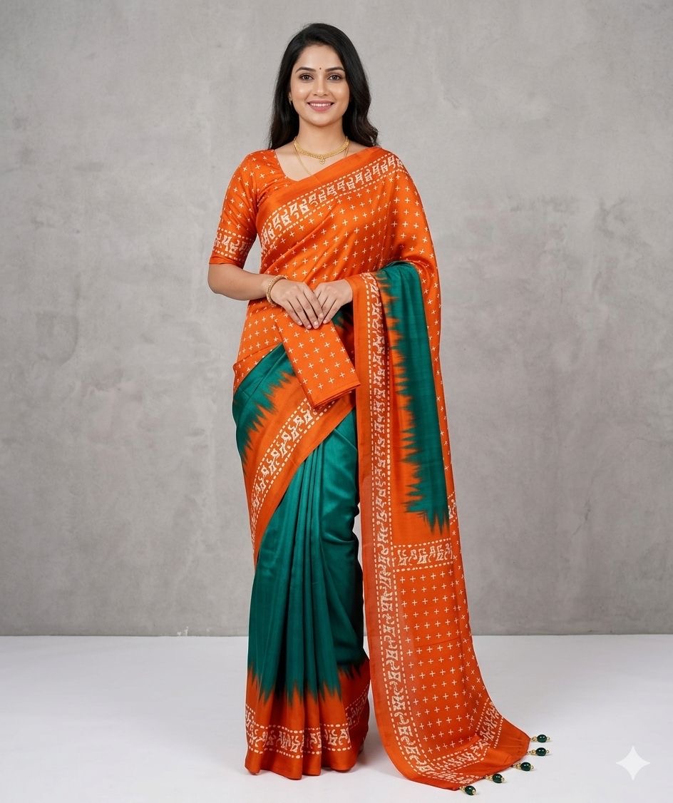 Green Crepe Silk Ready To Wear/Easy Saree - Panaash Saree