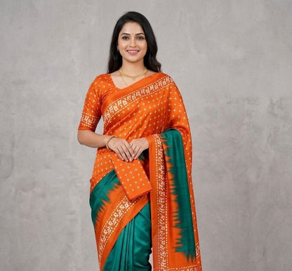 Green Crepe Silk Ready To Wear/Easy Saree - Panaash Saree