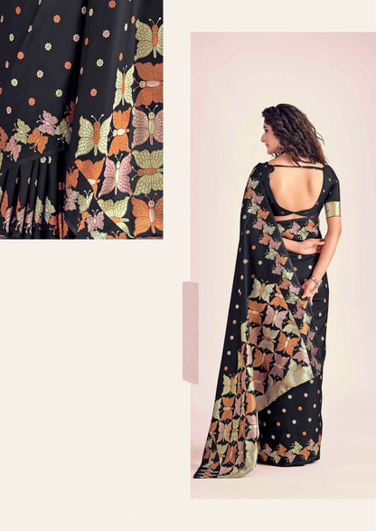 Black Color Kanjivaram Silk Readymade/Easy Saree