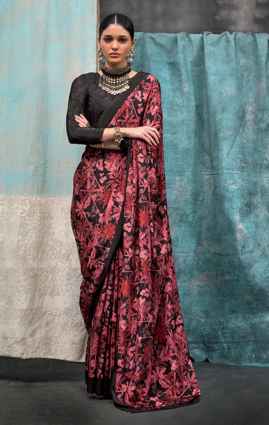 Plus Size Multicolor Crepe Silk Readymade Saree