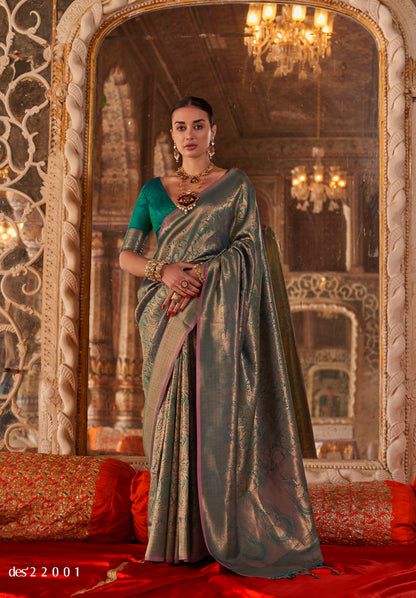 Green Kanjivaram Silk Readymade/Easy Saree