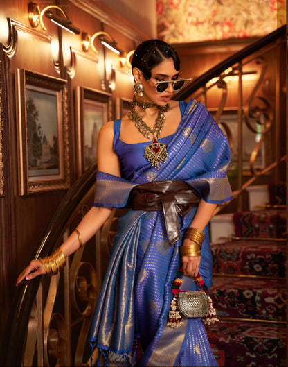 Blue Kanjivaram Readymade/Easy Saree