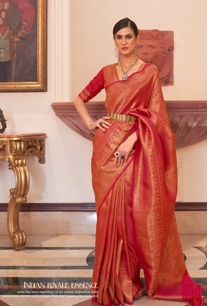 Red Color Kanjivaram Readymade/Easy Saree