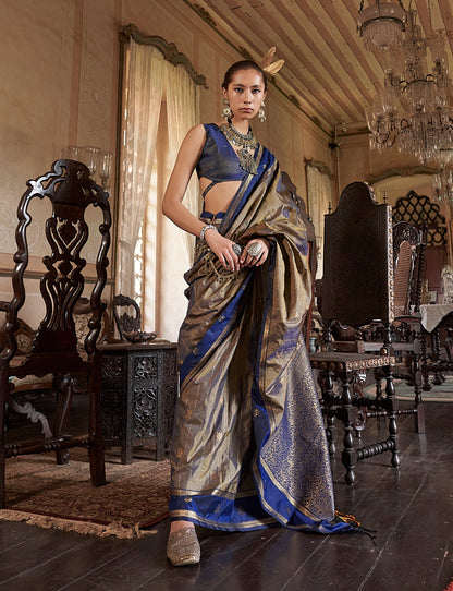 Blue Kanjivaram Silk Readymade/Easy Saree