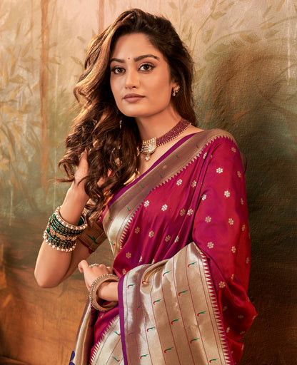 Maroon Paithani Silk Readymade/Easy Saree