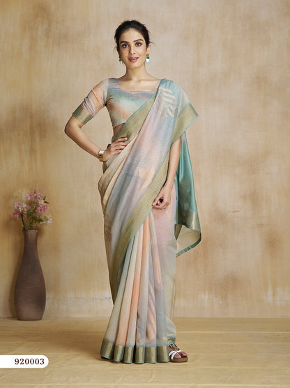 Multicolor Digital Print Silk Readymade/Easy Saree