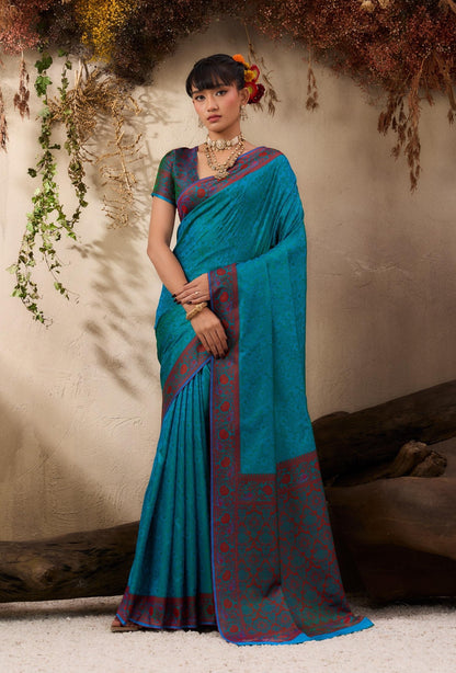 Blue Readymade/Easy Kanjivaram Saree