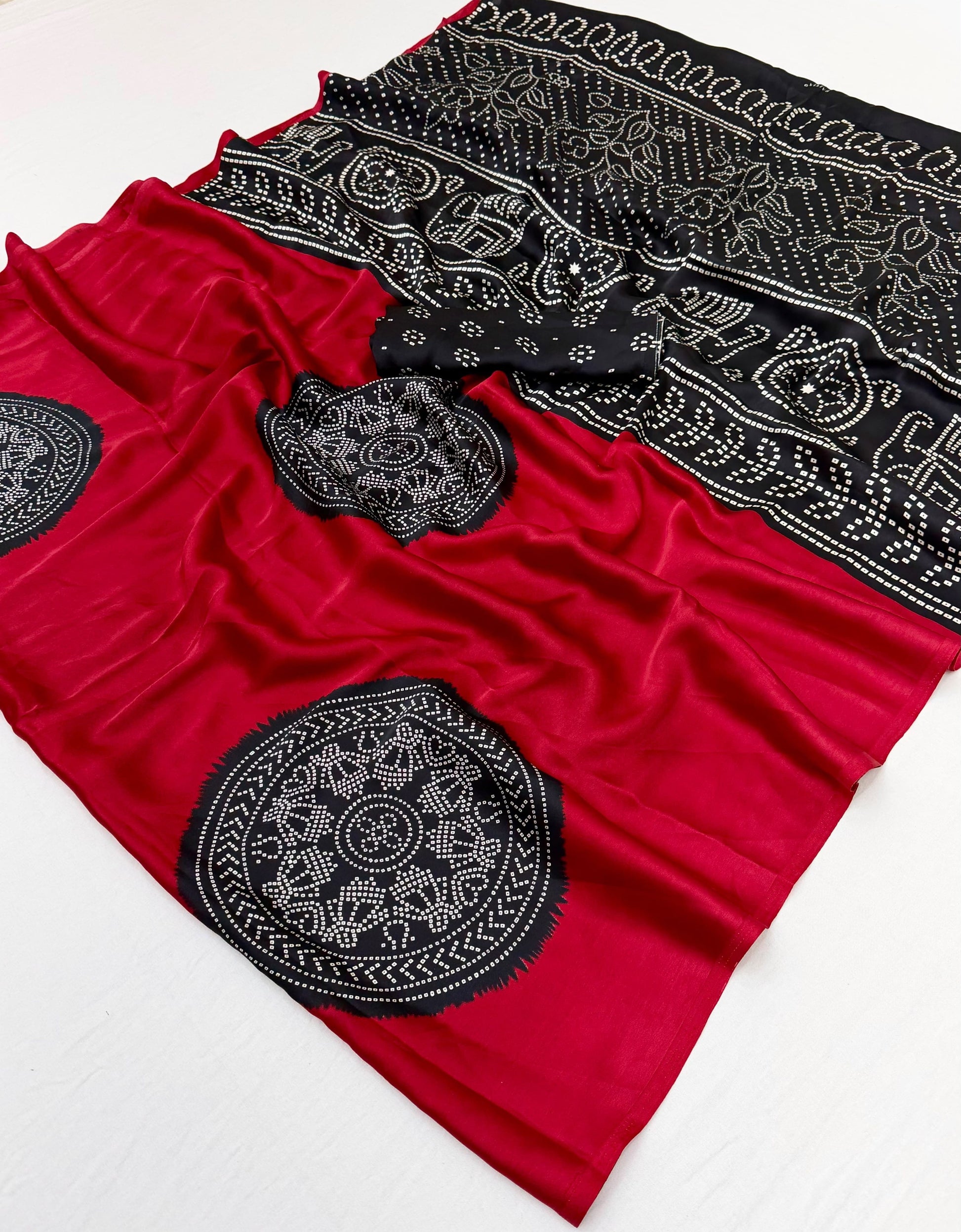Red Modal Silk Ready To Wear/Easy Saree by Stylebypanash