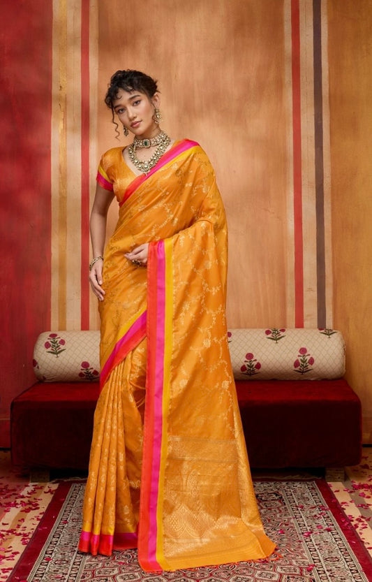 Mustard Kanjivaram Silk Readymade/Easy Saree