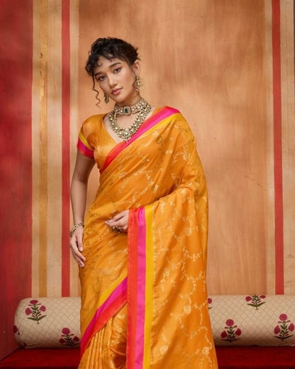 Mustard Kanjivaram Silk Readymade/Easy Saree