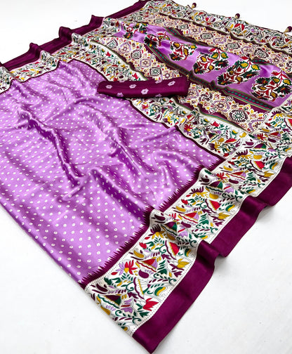 Lavender Crepe Silk Readymade/Easy Saree