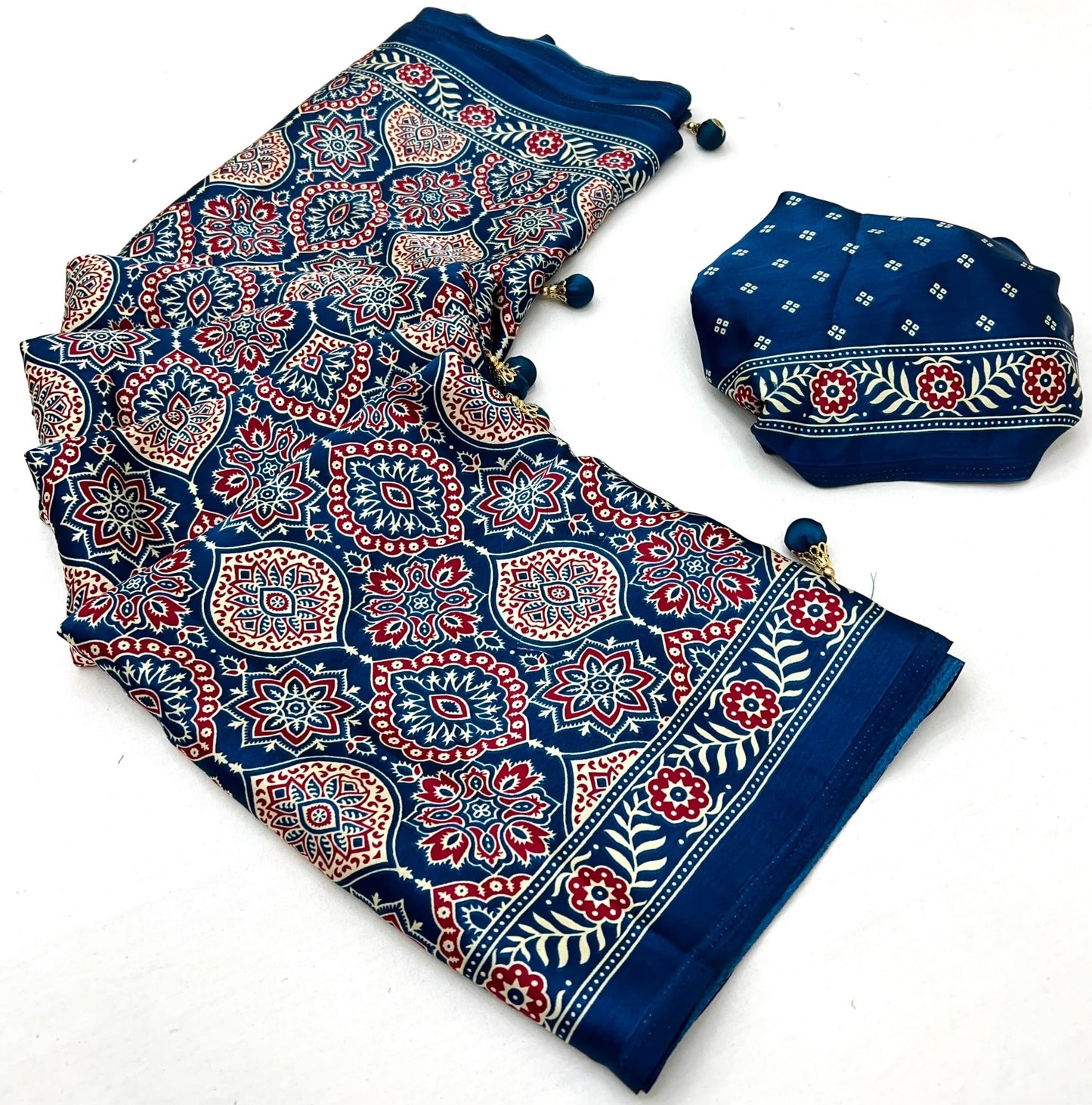 Dark Blue Crepe Silk Ready To Wear/Easy Saree - Panaash Saree