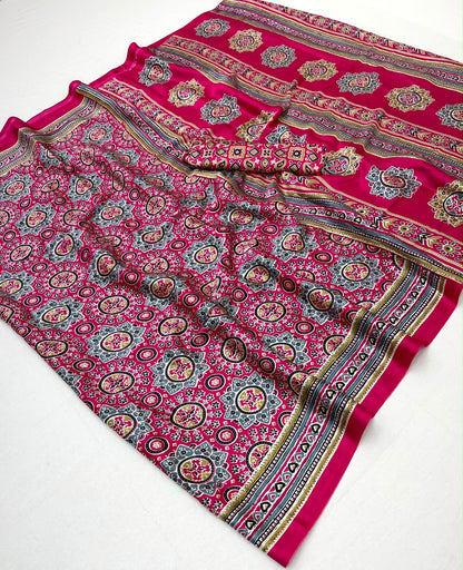 Pink Modal Silk Ready To Wear/Easy Saree by Stylebypanaash