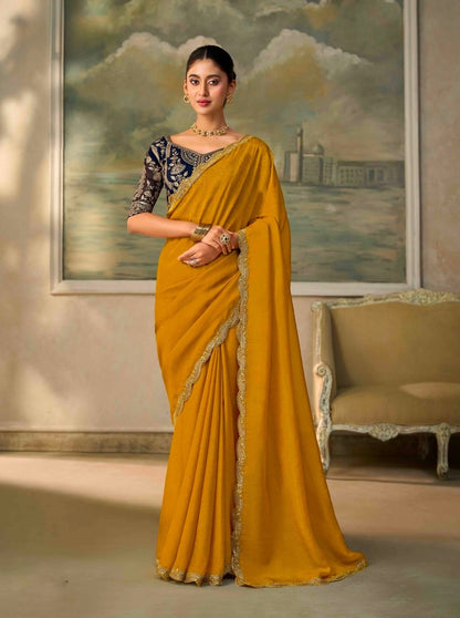 Mustard Cocktail Ready To Wear/Easy Saree by Stylebypanaash 