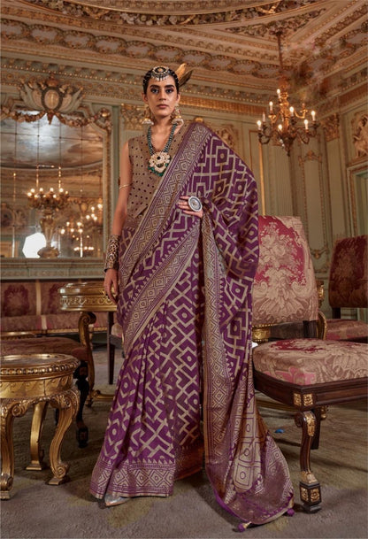 Plum Georgette Ready To Wear/Easy Saree by Stylebypanaash