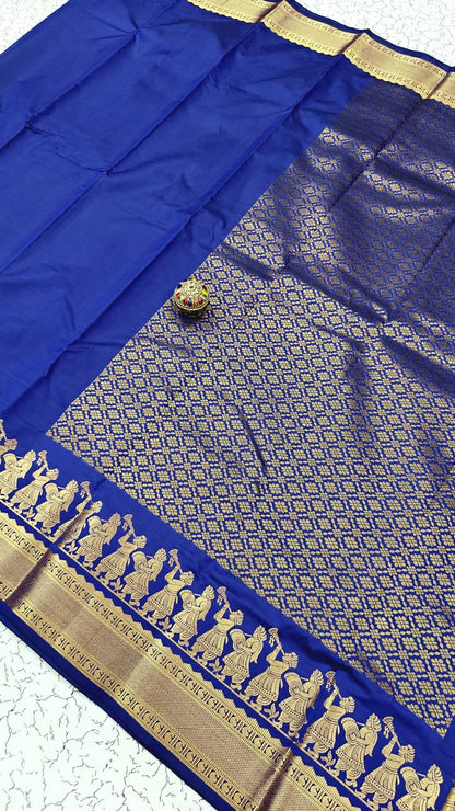 Blue Kanjivaram Silk Ready To Wear/Easy Saree - Panaash Saree