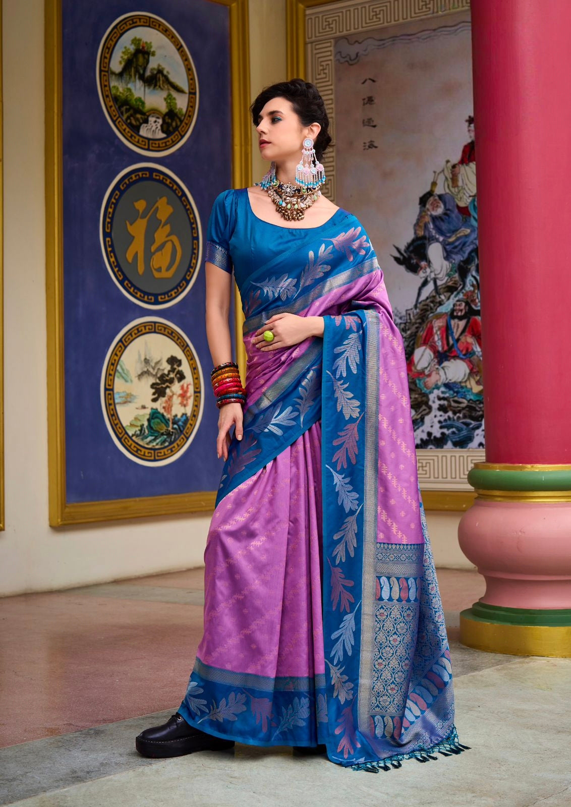 Orchid Readymade/Easy Kanjivaram Saree - Panaash Saree