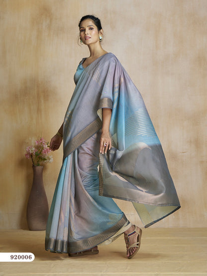 Grey Tone Digital Print Silk Readymade/Easy Saree