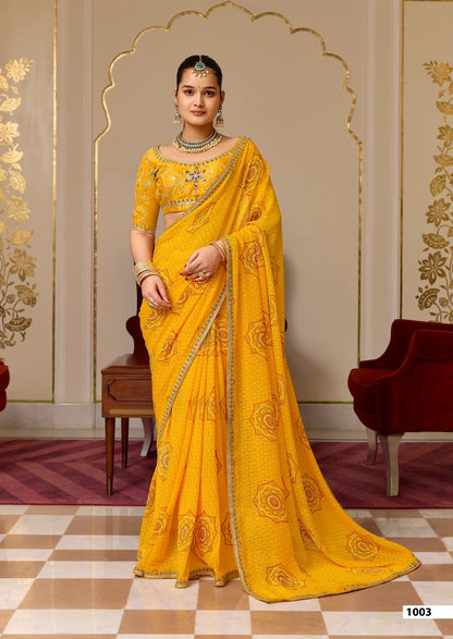 Yellow Georgette Normal Drape Saree - Panaash Saree